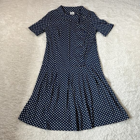 Vintage Dresses & Skirts - Vintage 60s Shelton Stroller drop waist polka dot midi dress, 16 1/2